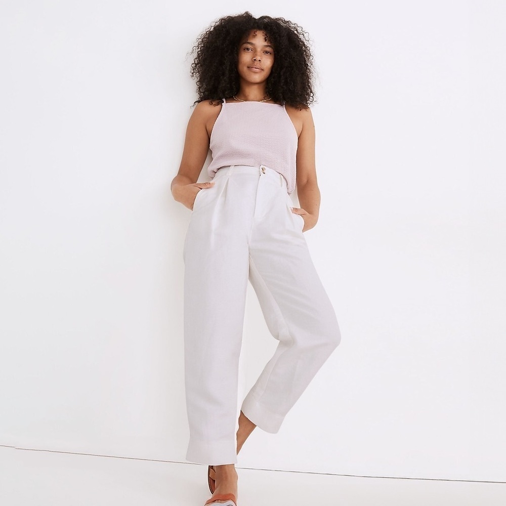Madewell - Linen-Blend Pleated Taper Wide-Leg Pants - Ivory